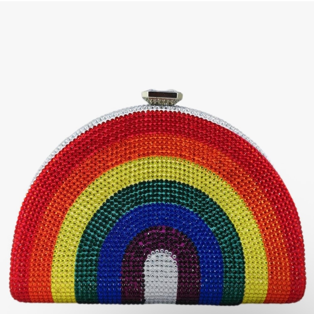 Women’s Rainbow Colorful Crystal Rhinestone Gem Clutch Purse Novelty Mini Bag
